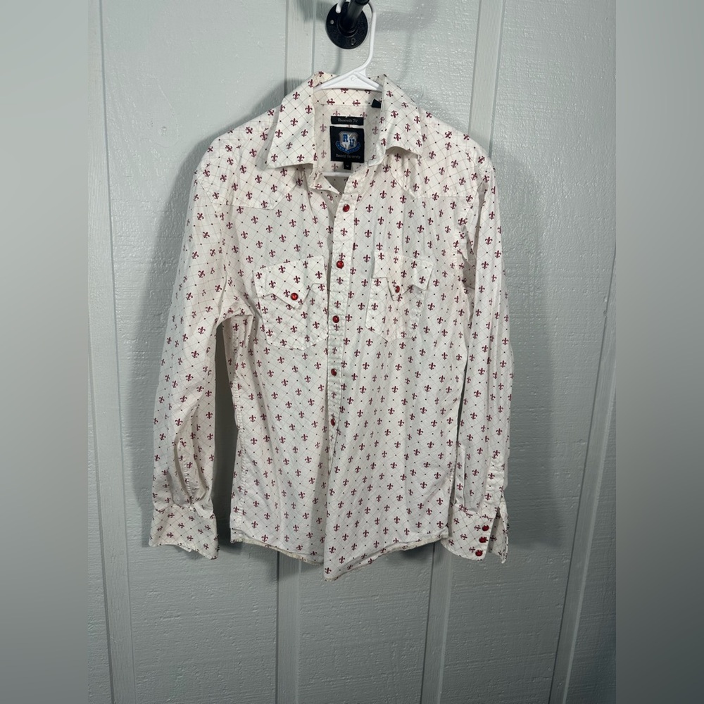 Resistol University Men’s Long Sleeve Fleur de Lis Shirt Size Medium EUC